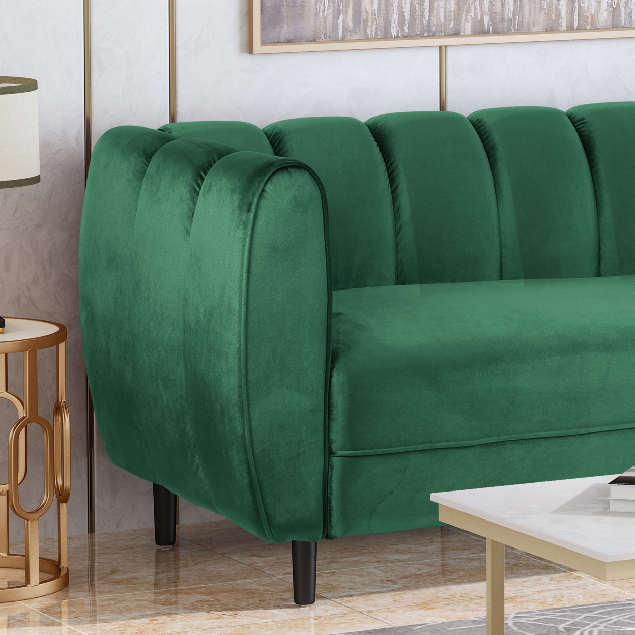 Karimah Modern Velvet 3 Seater Sofa - Emerald