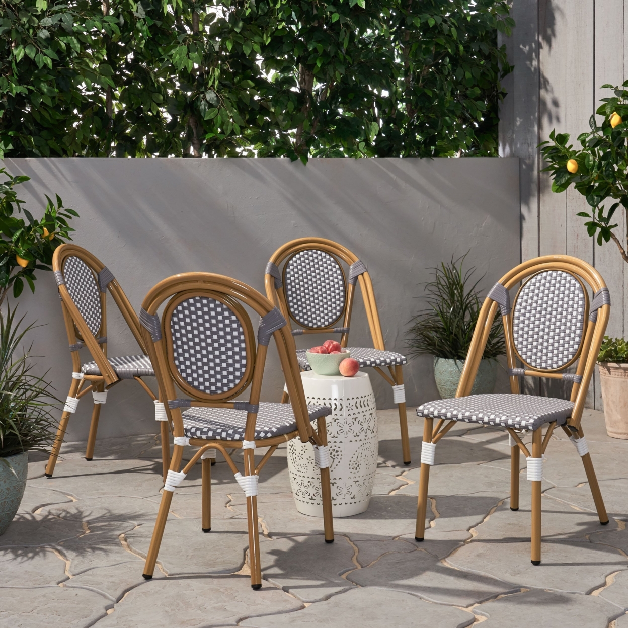 Kazaria Outdoor French Bistro Chairs (Set Of 4) - Blue