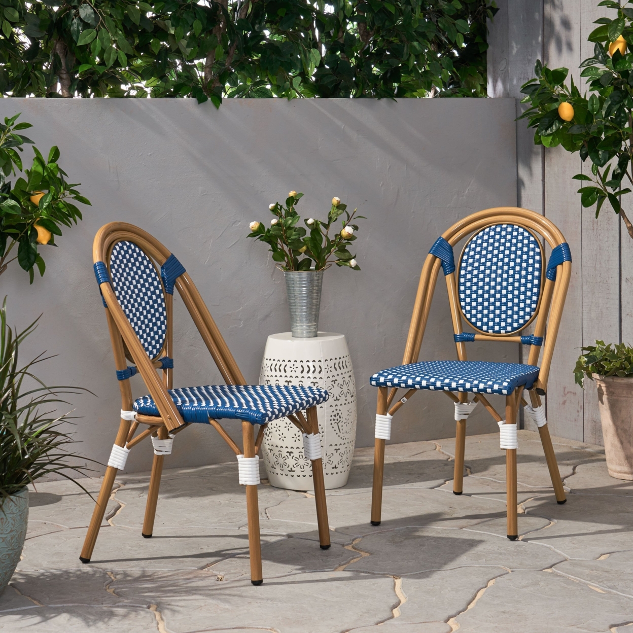 Kazaria Outdoor French Bistro Chairs (Set Of 2) - Blue
