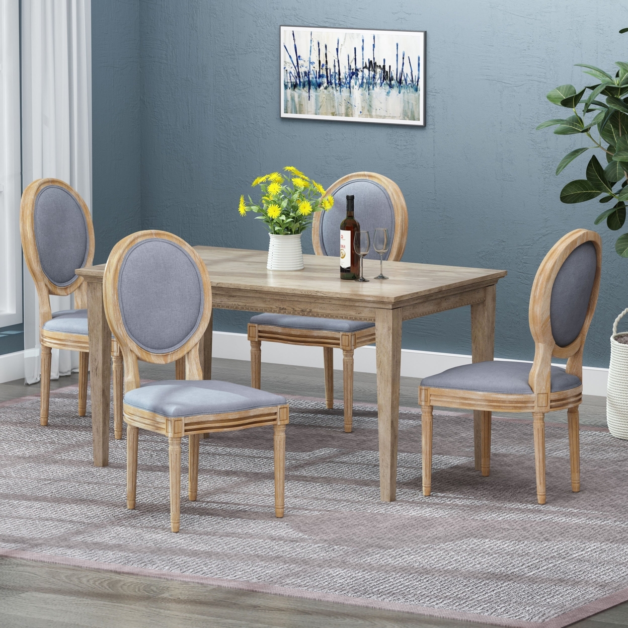 Lariya French Country Dining Chairs (Set Of 4) - Light Gray/natural