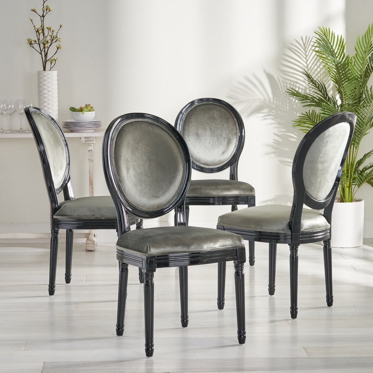 Lariya French Country Dining Chairs (Set Of 4) - Gray/gloss Black