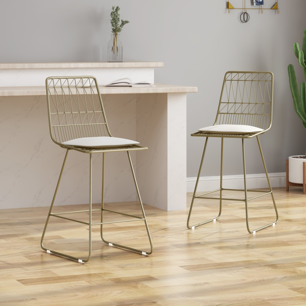 Lilith Counter Stools - Light Brass