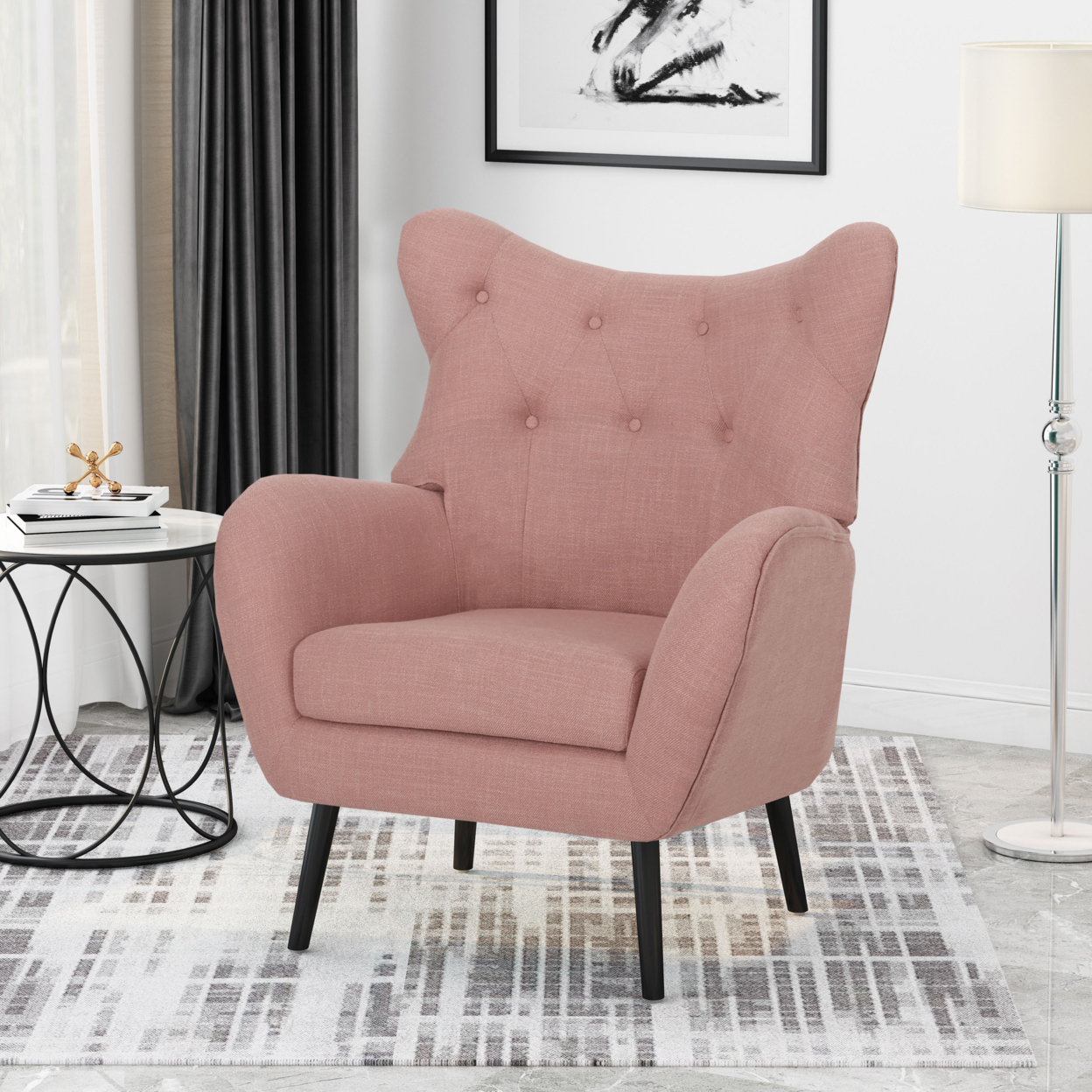 Leyland Fabric Accent Chair - Dusty Rose