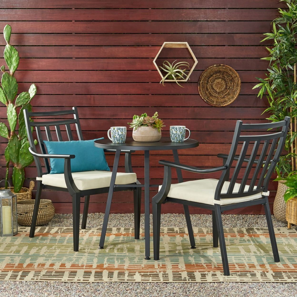 Olive Outdoor 3 Piece Bistro Set With Cushions - Beige
