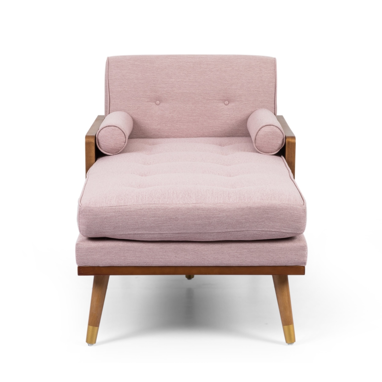 Pareesa Mid-Century Modern Fabric Chaise Lounge - Light Blush