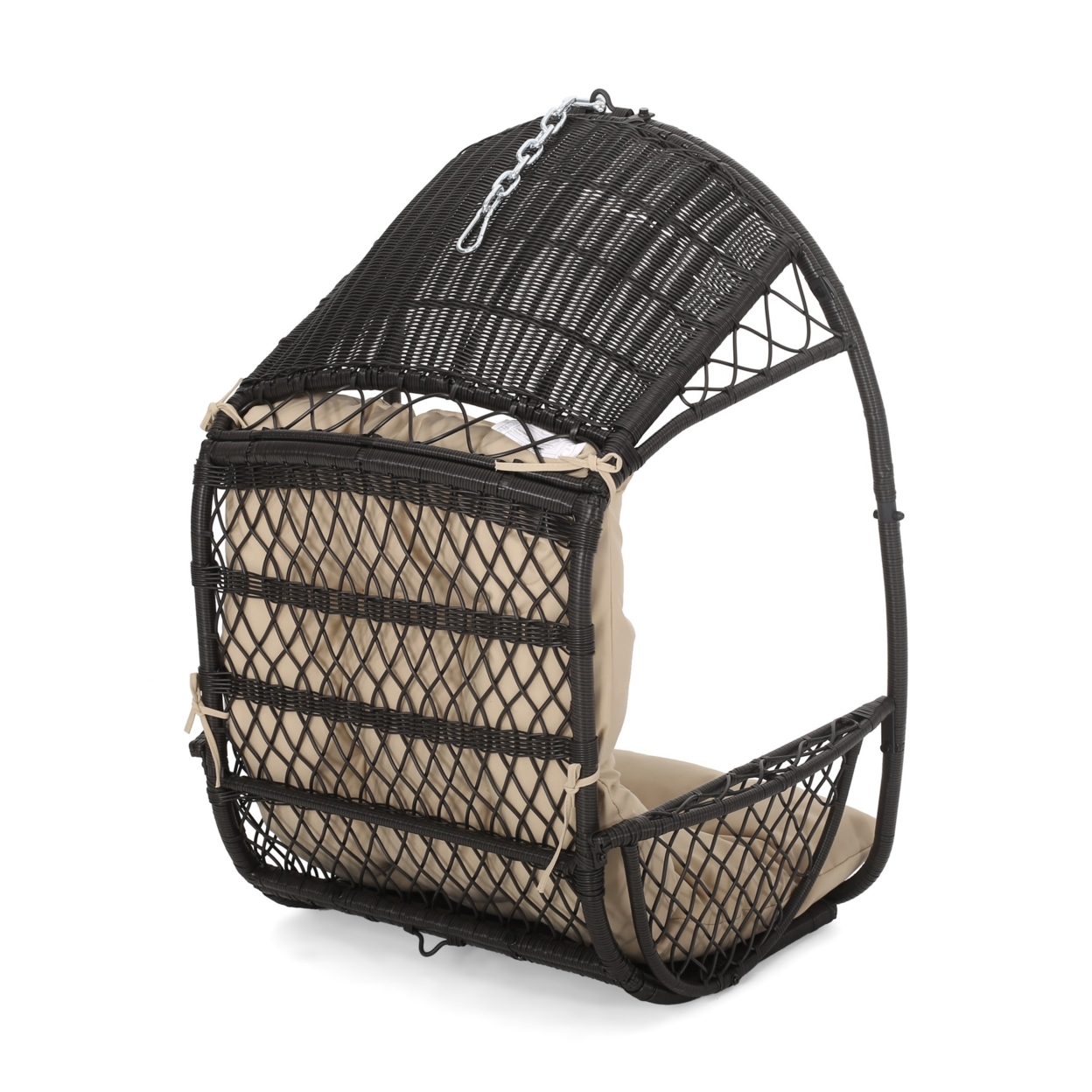 Primo Wicker Hanging Basket Chair (No Stand) - Brown/tan