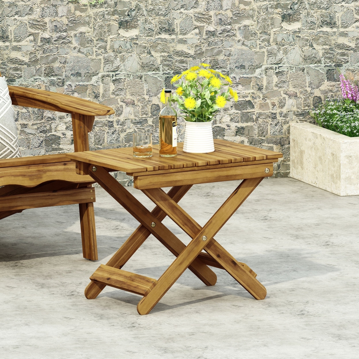 Reed Outdoor Folding Side Table - Natural