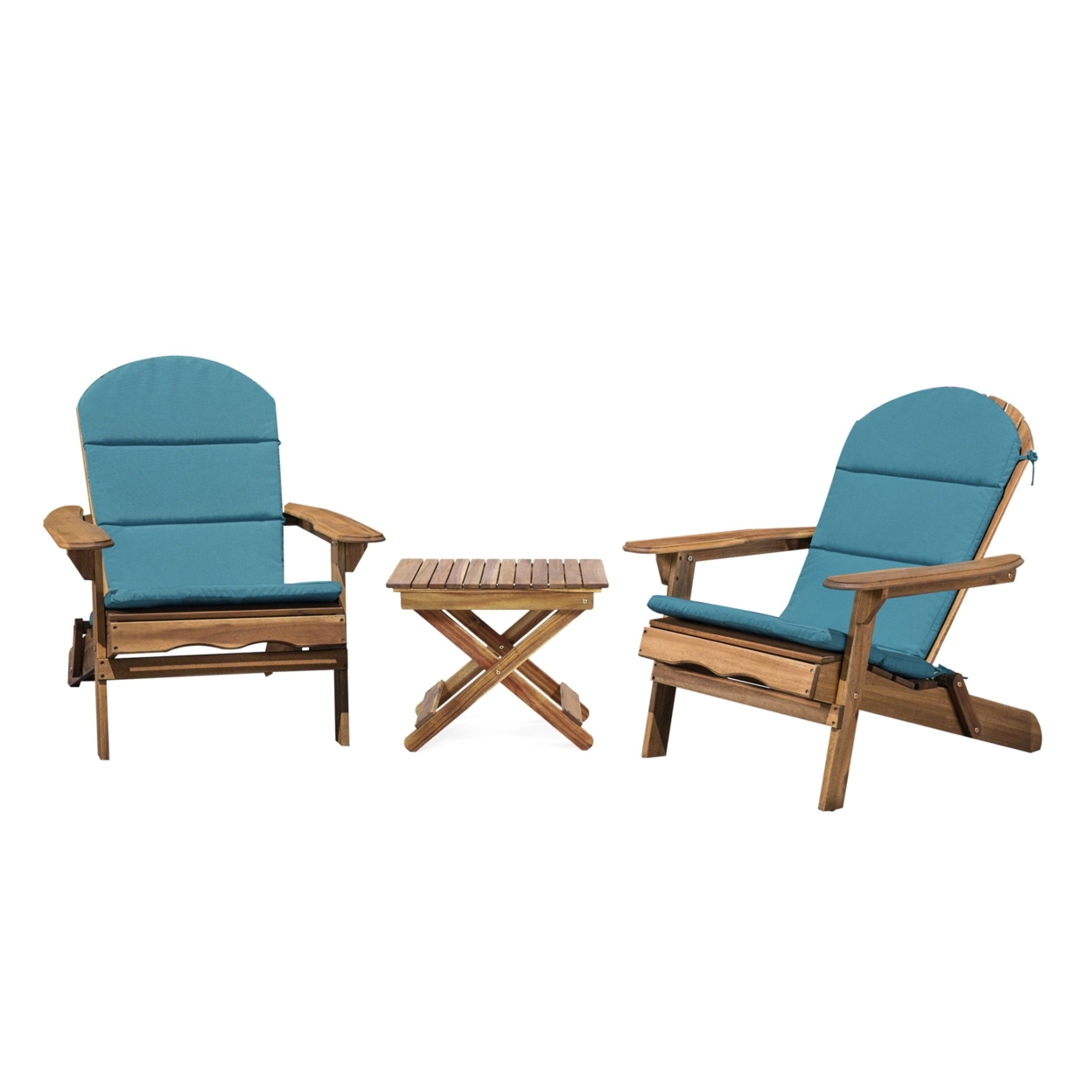 Reed Outdoor 2 Seater Acacia Wood Chat Set With Water Resistant Cushions - Dark Gray/khaki