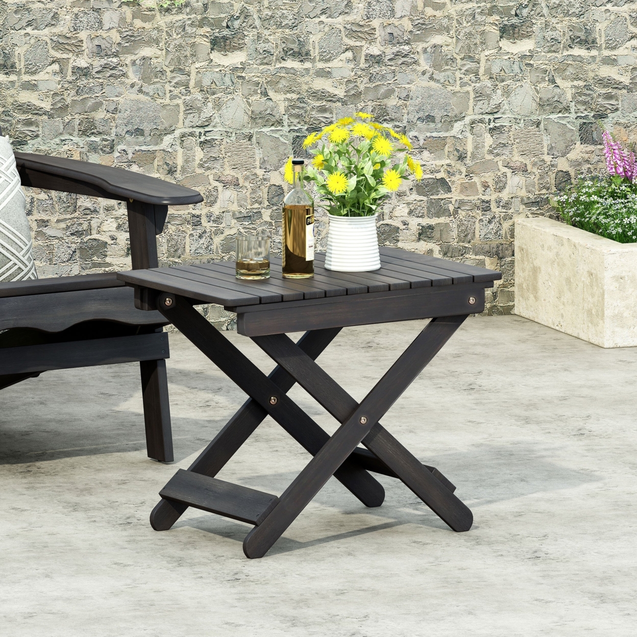 Reed Outdoor Folding Side Table - Dark Gray