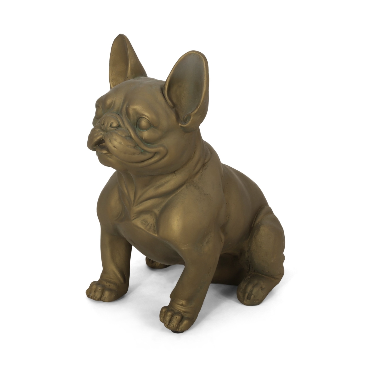 Rilo Outdoor French Bulldog Garden Statue - Rustic Gold