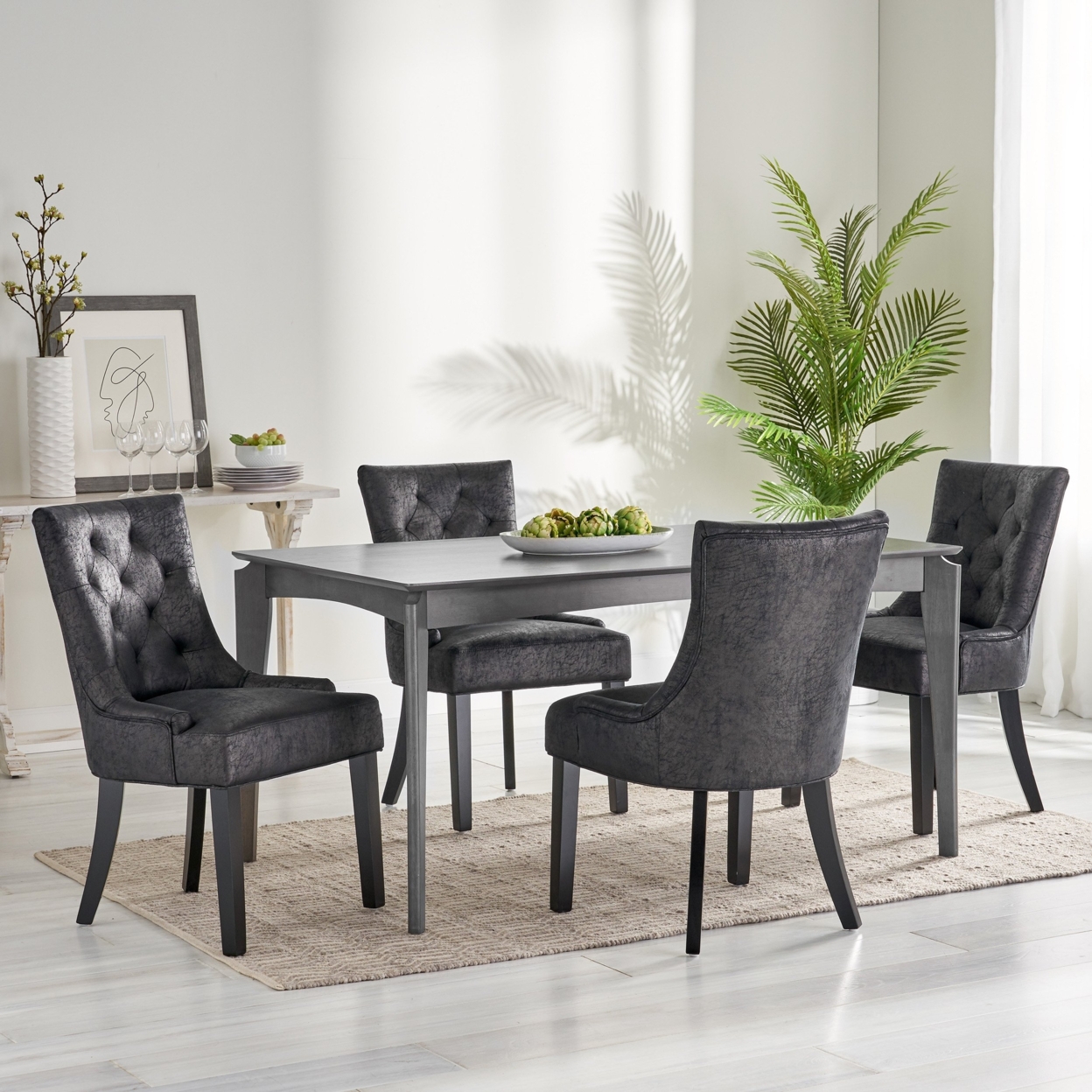 Stacy Hourglass Microfiber Dining Chairs (Set Of 4) - Black