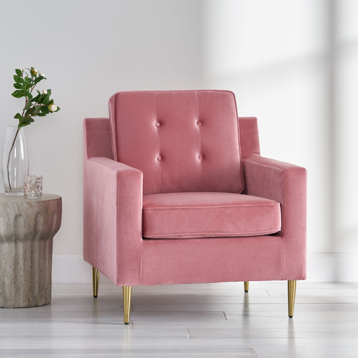Taylea Modern Glam Tufted Velvet Club Chair - Teal