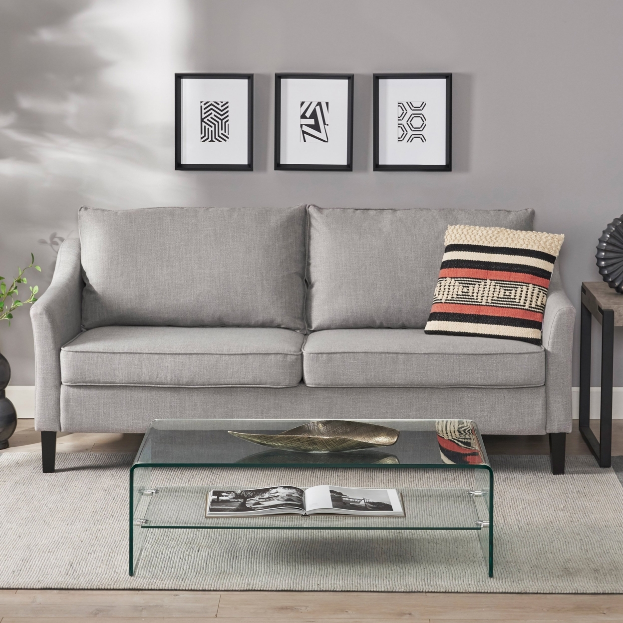 Tess Contemporary Fabric 3 Seater Sofa - Charcoal