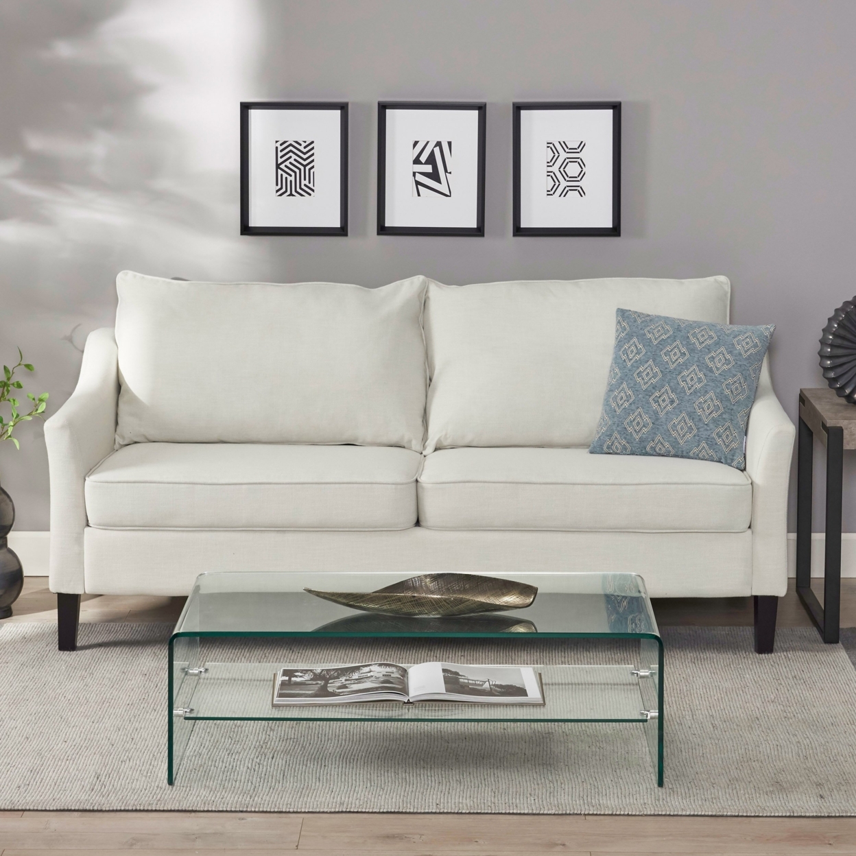 Tess Contemporary Fabric 3 Seater Sofa - beige