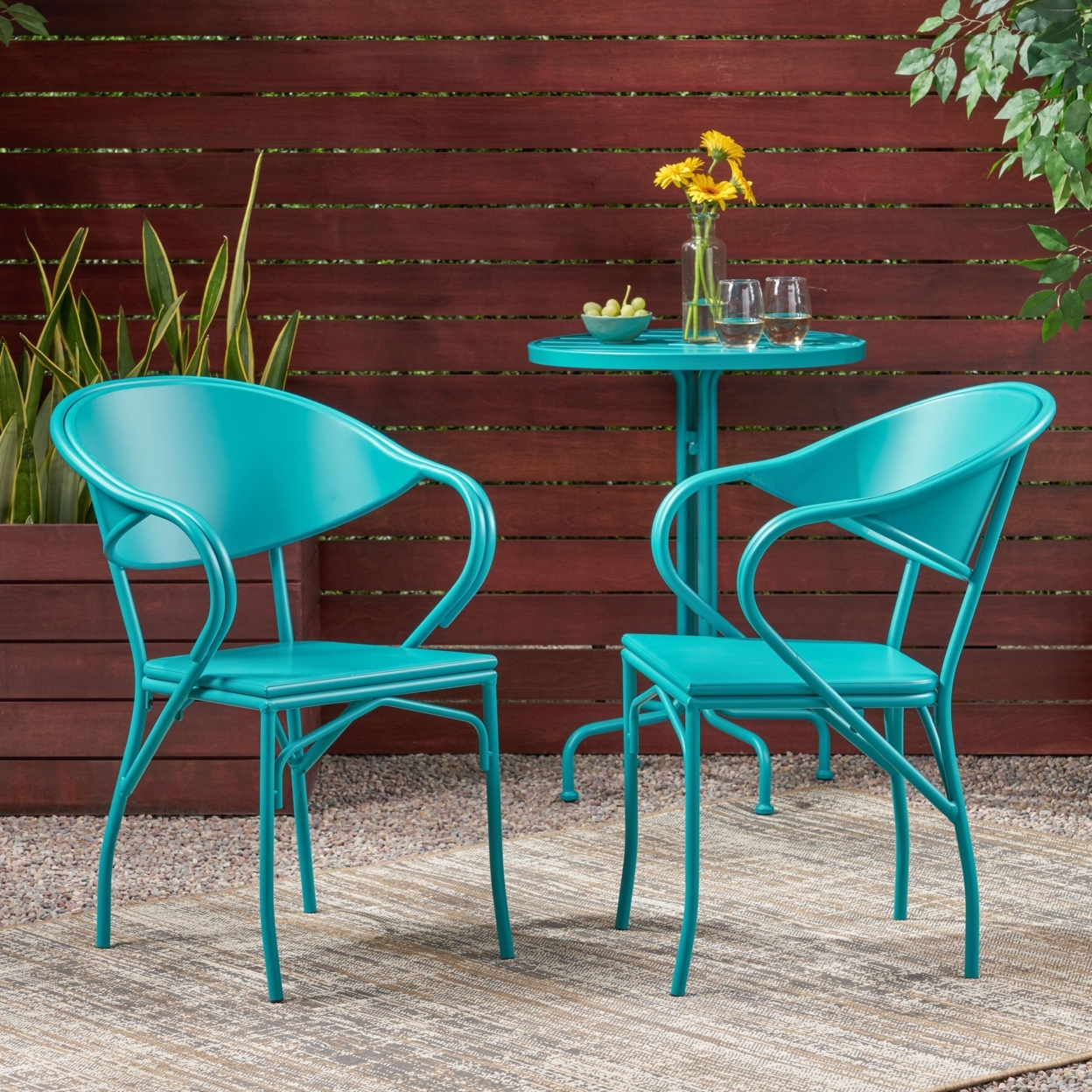 Warren Desert Outdoor Modern Dining Chair (Set Of 2) - Matte Teal