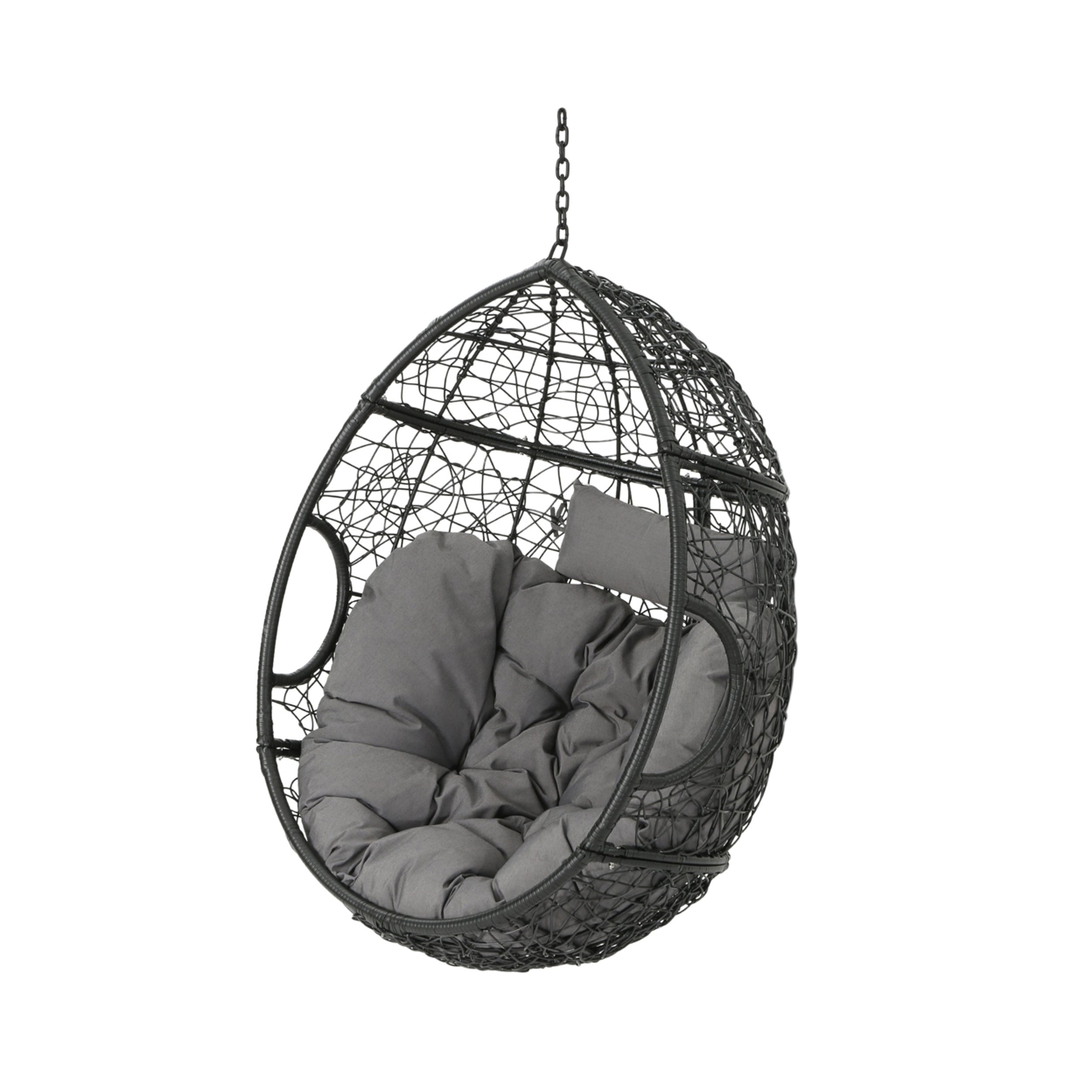 Yosiyah Indoor/Outdoor Hanging Teardrop / Egg Chair (Stand Not Included) - Black/gray