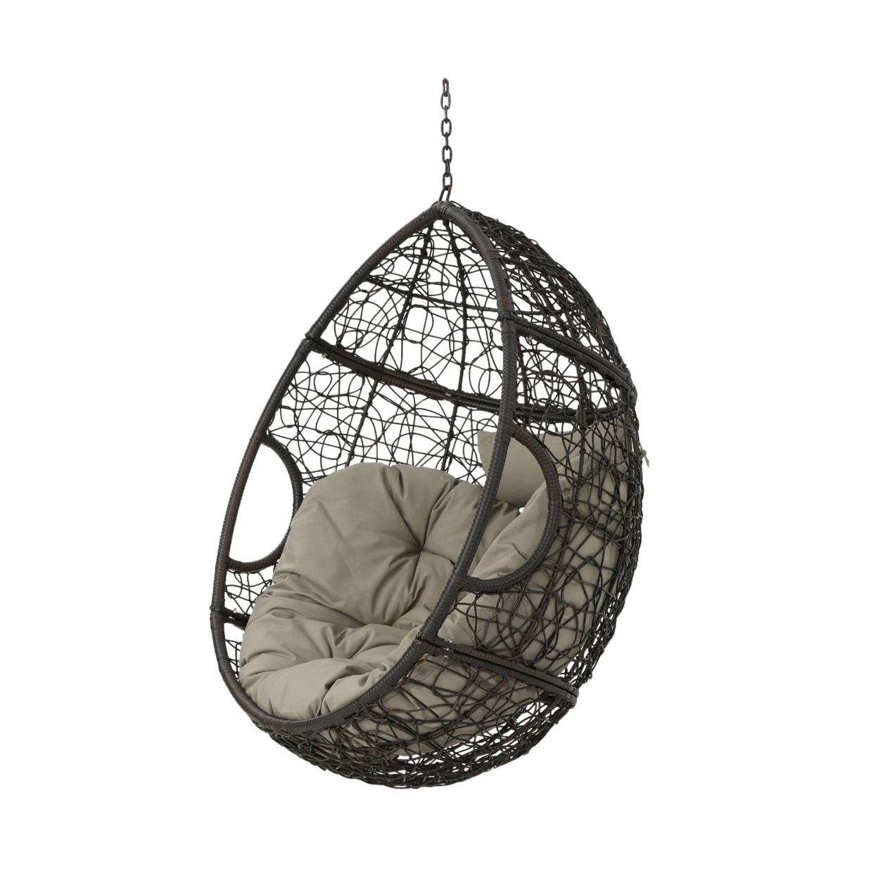 Yosiyah Indoor/Outdoor Hanging Teardrop / Egg Chair (Stand Not Included) - Black/gray