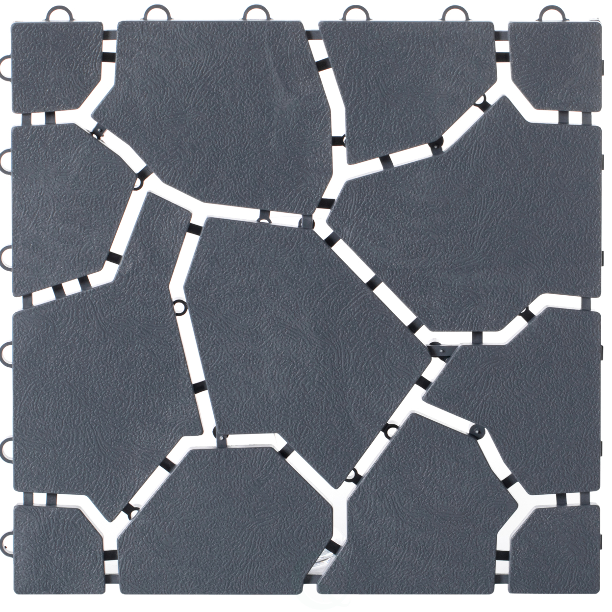 Gray Garden Path Track Interlocking Stone Look Design Pathway Tile Floor Paver, Pack Of 4
