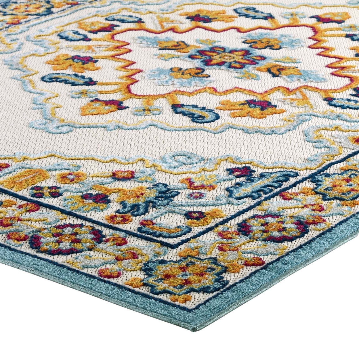 Reflect Ansel Distressed Floral Persian Medallion 5x8 Indoor And Outdoor Area Rug, Multicolored