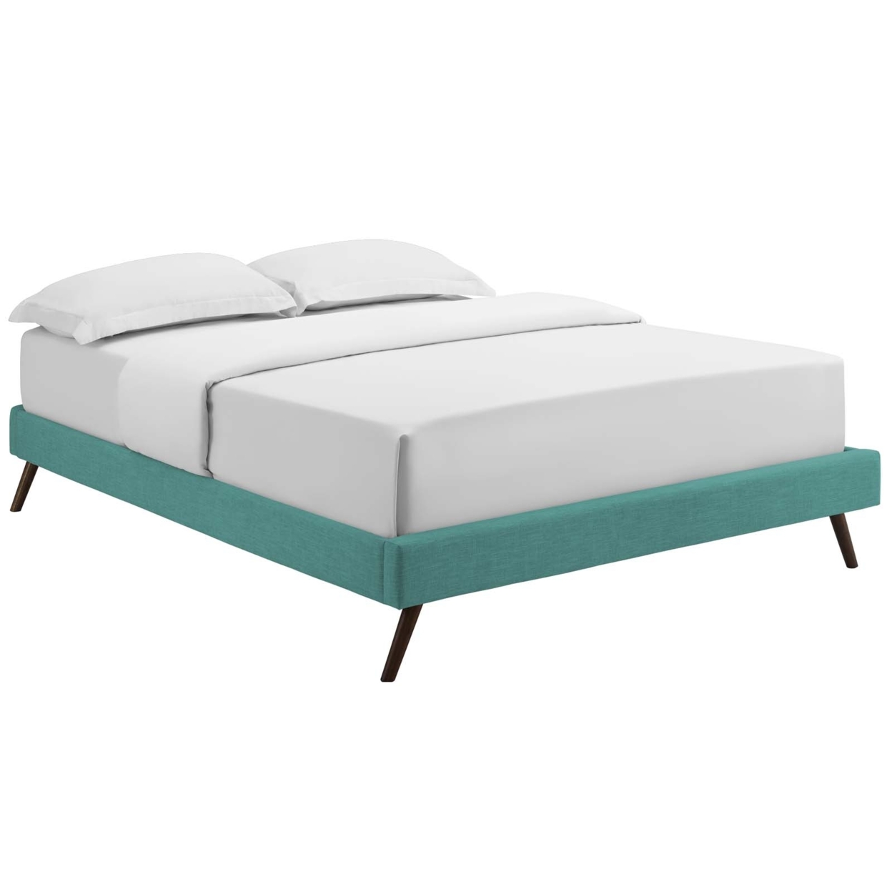 Loryn Full Fabric Bed Frame With Round Splayed Legs, Teal