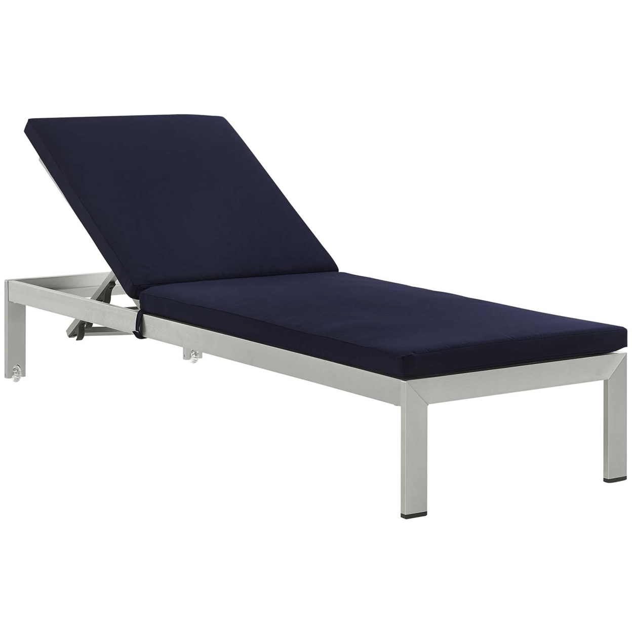 Silver Navy Shore Outdoor Patio Aluminum Chaise With Cushions