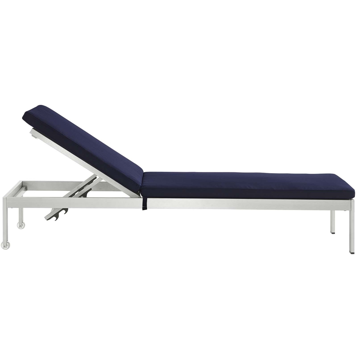 Silver Navy Shore Outdoor Patio Aluminum Chaise With Cushions