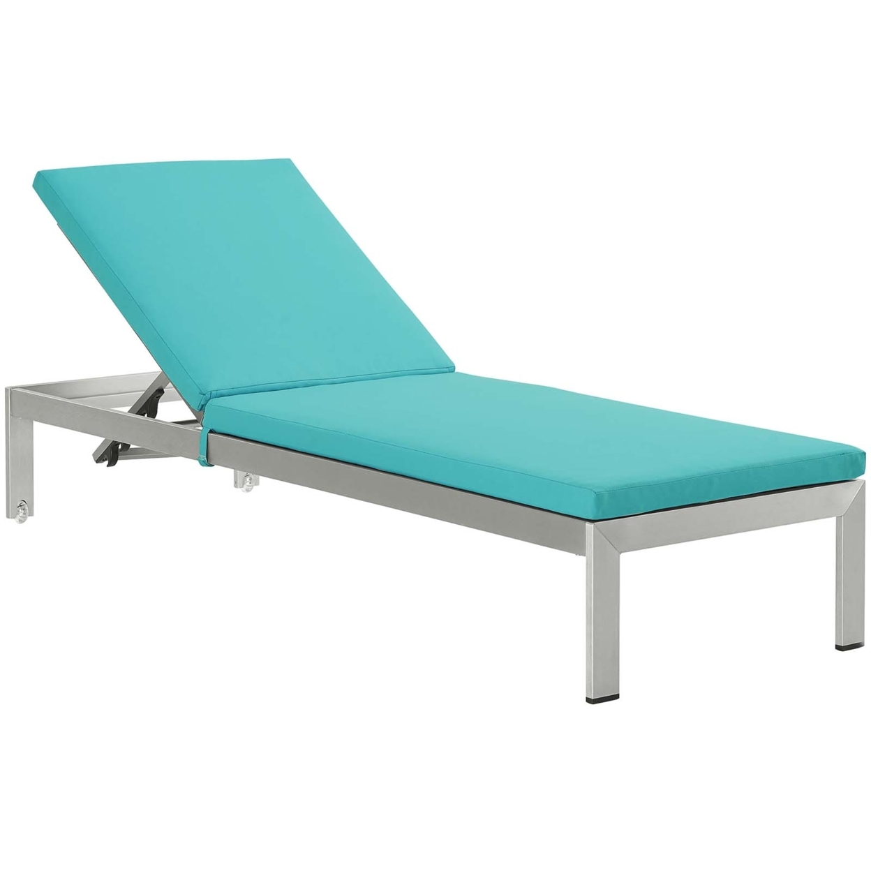 Silver Turquoise Shore Outdoor Patio Aluminum Chaise With Cushions