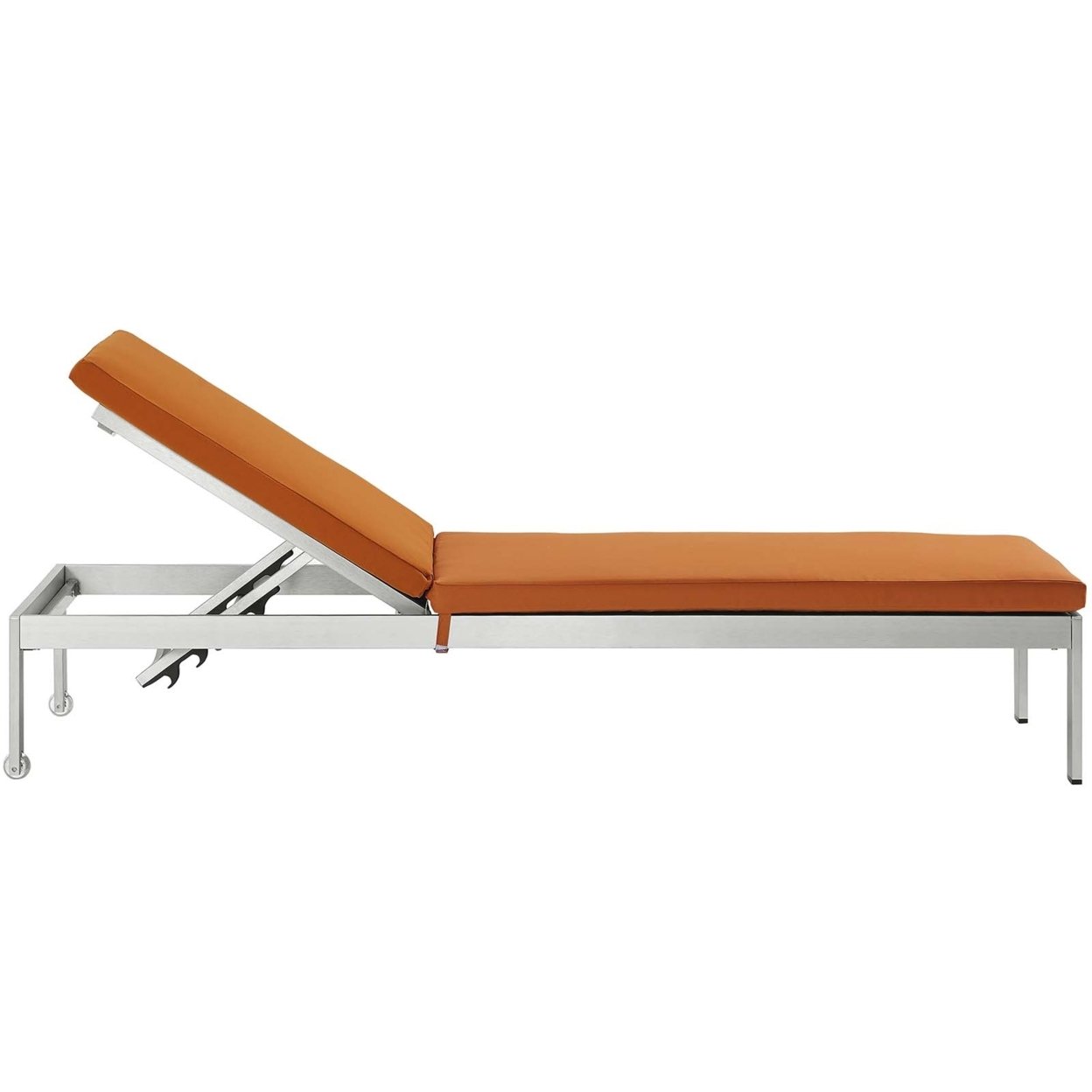 Silver Orange Shore Outdoor Patio Aluminum Chaise With Cushions