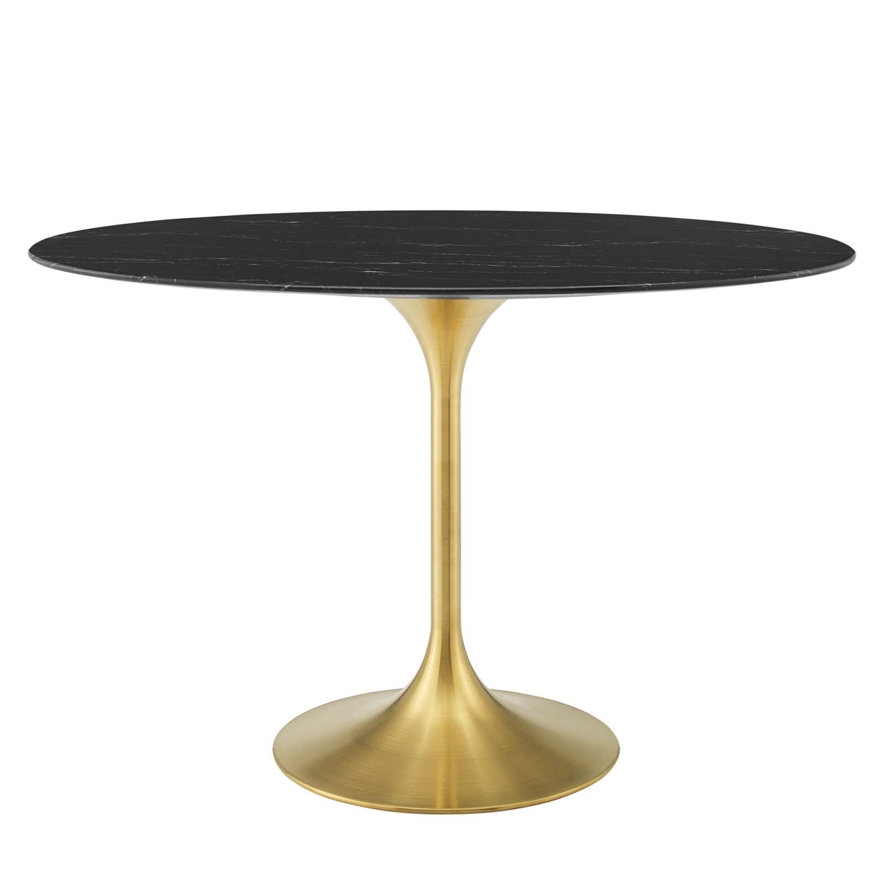 Lippa 48 Oval Artificial Marble Dining Table, Gold Black