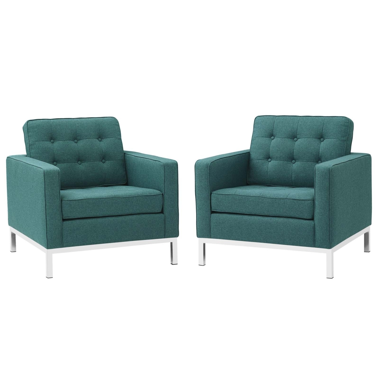Loft Armchairs Upholstered Fabric Set Of 2, Teal