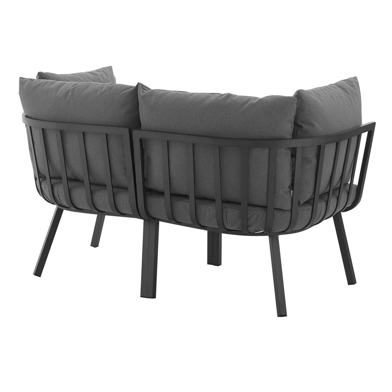 Riverside 2 Piece Outdoor Patio Aluminum Sectional Sofa Set, Gray Charcoal
