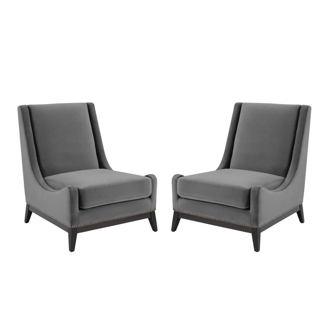 Confident Lounge Chair Upholstered Performance Velvet Set of 2, Gray
