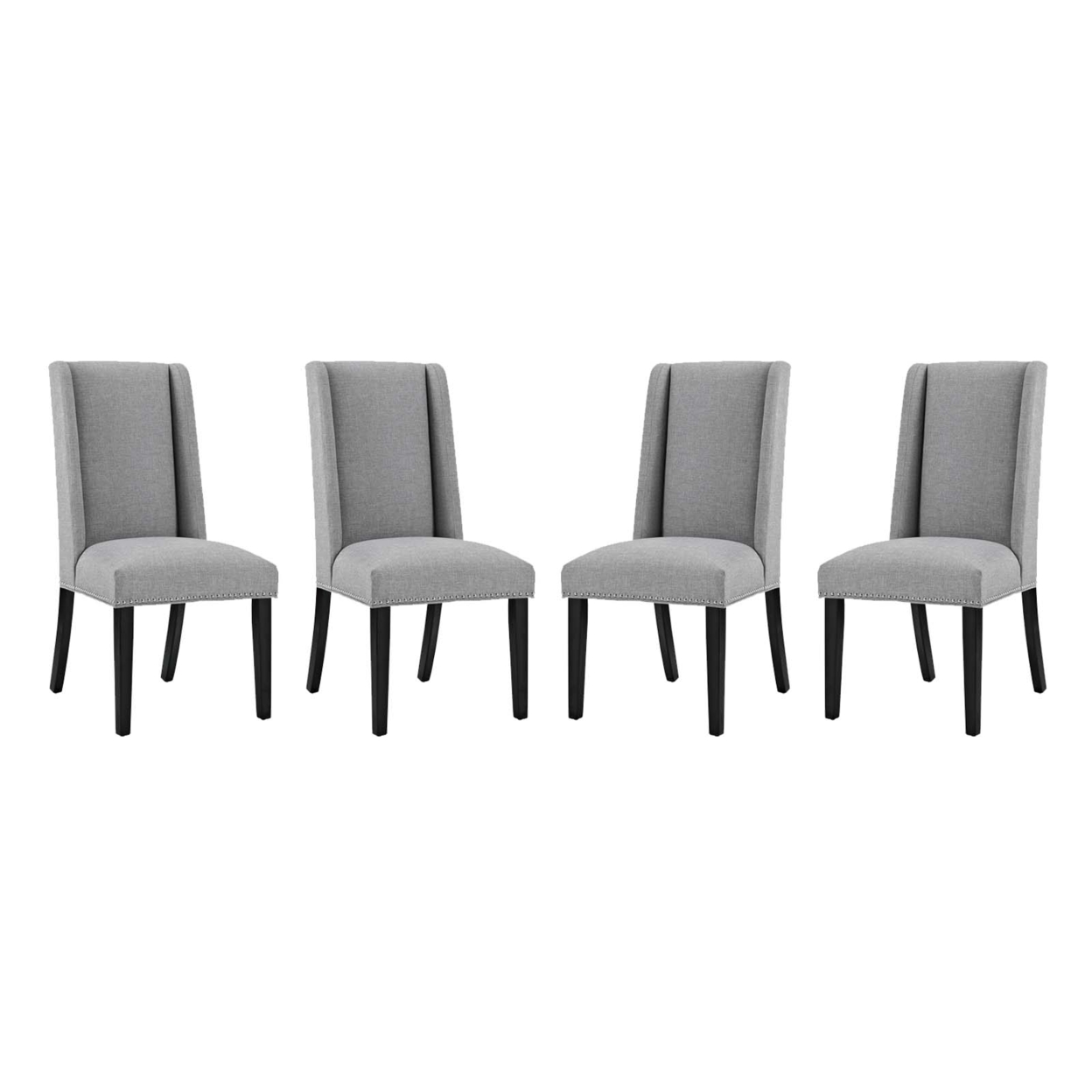 Baron Dining Chair Fabric Set of 4, Light Gray