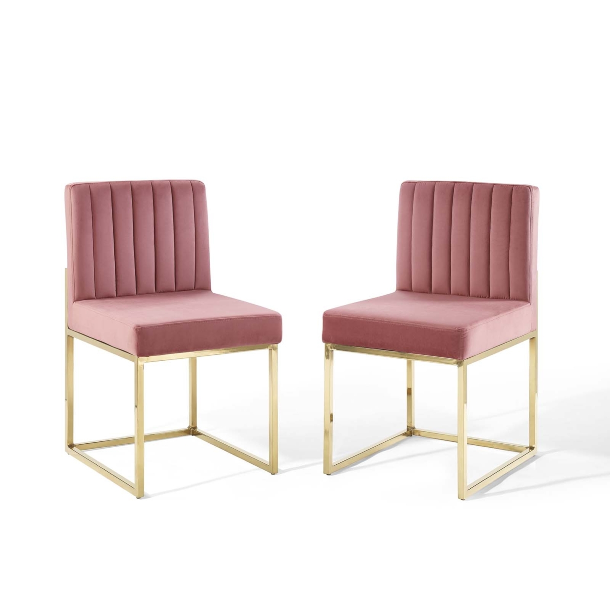 Carriage Dining Chair Performance Velvet Set of 2, Gold Dusty Rose
