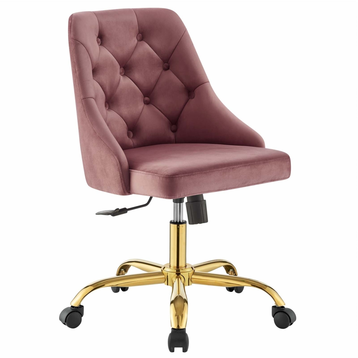Distinct Tufted Swivel Performance Velvet Office Chair, Gold Dusty Rose