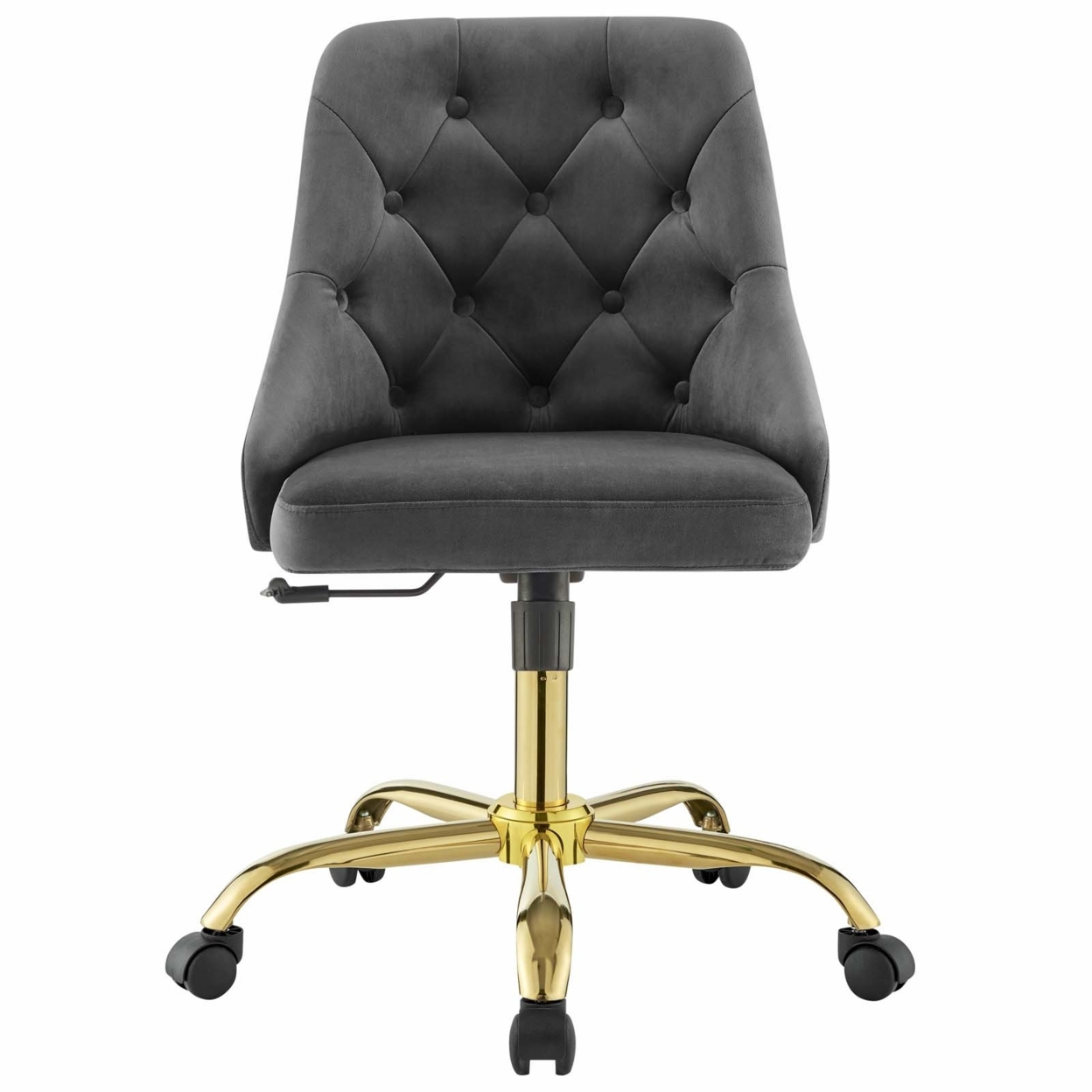 Distinct Tufted Swivel Performance Velvet Office Chair, Gold Gray