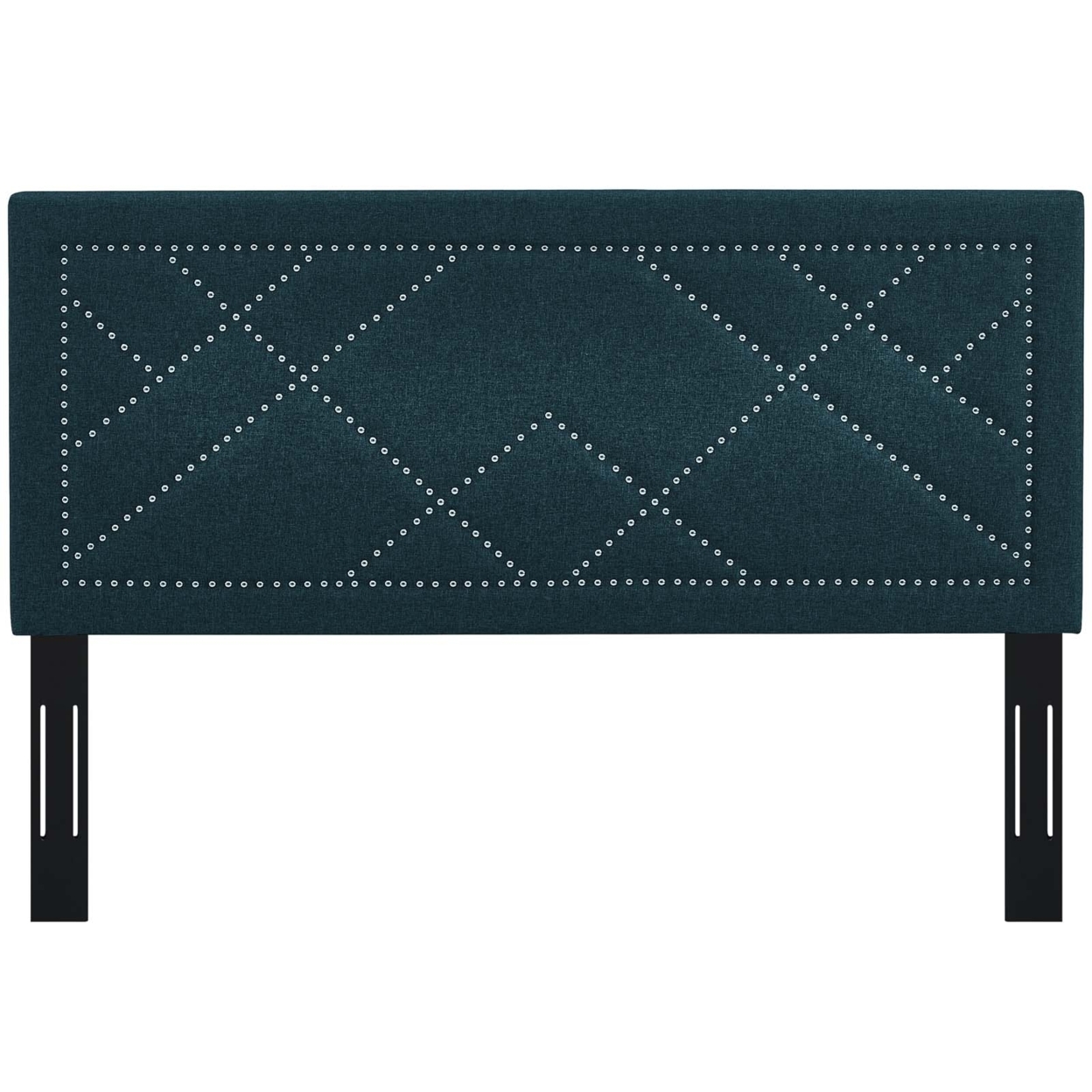 Reese Nailhead Full Or Queen Upholstered Linen Fabric Headboard, Azure