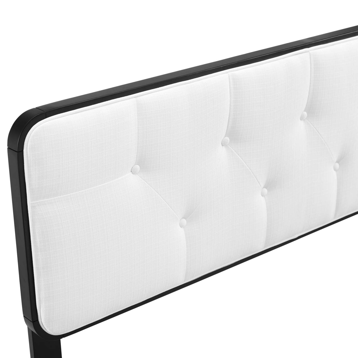 Collins Tufted Twin Fabric And Wood Headboard, Black White
