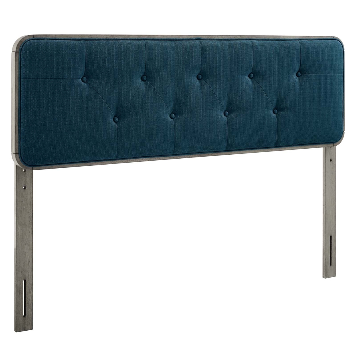 Collins Tufted Twin Fabric and Wood Headboard, Gray Azure
