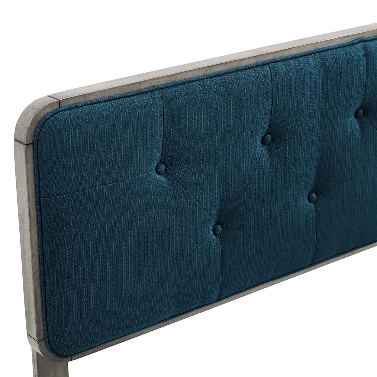 Collins Tufted Twin Fabric And Wood Headboard, Gray Azure