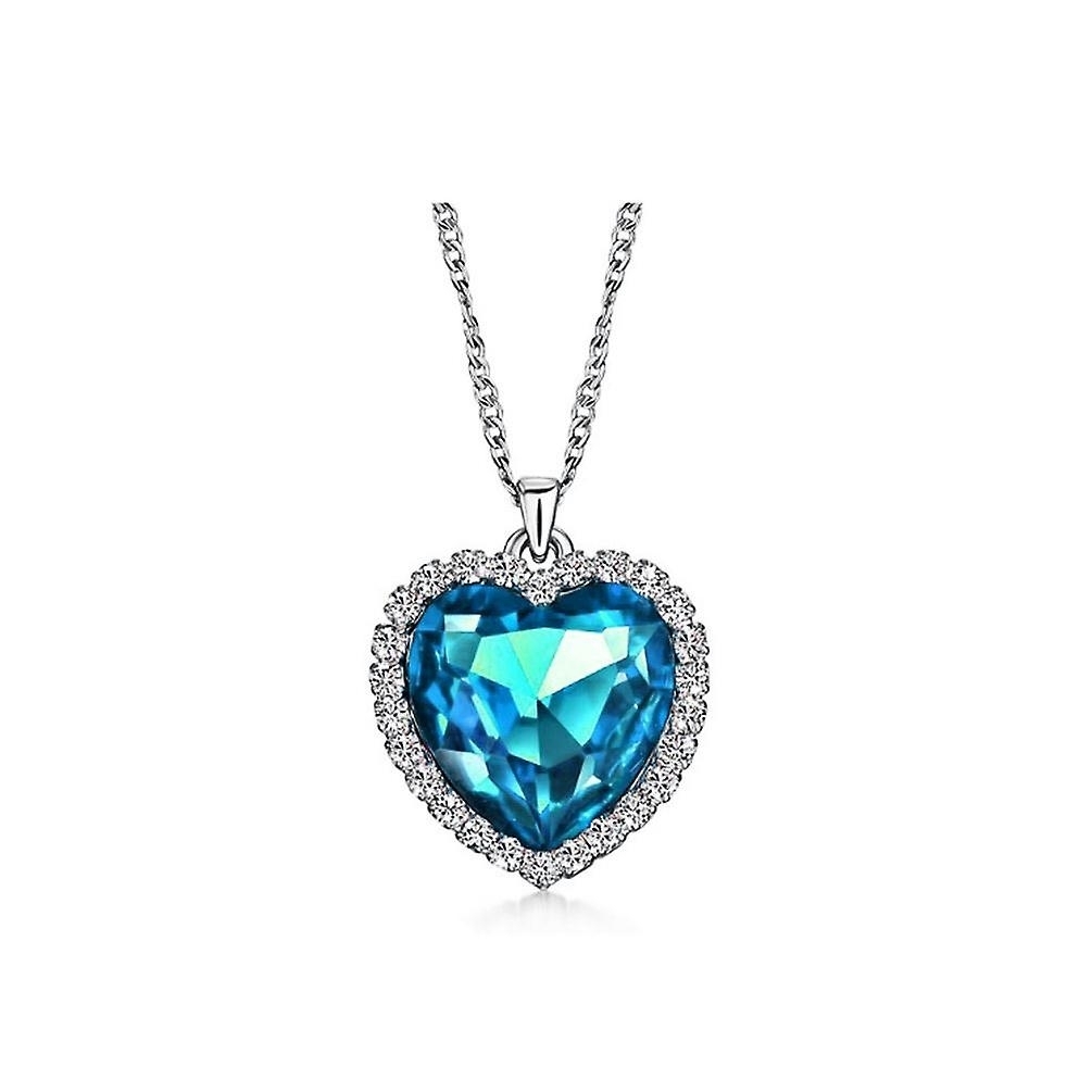 Sterling Silver Plated Heart Pendant Necklace Made With Cubic Zirconia Crystals