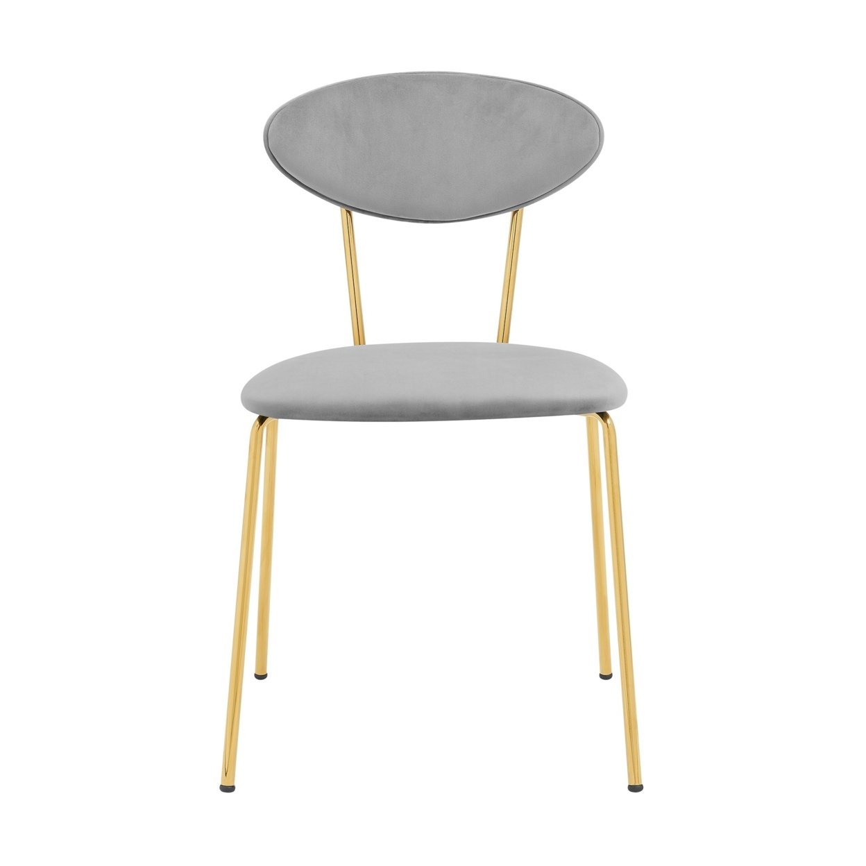 Neo Modern Grey Velvet And Gold Metal Leg Dining Room Chairs - Set Of 2- Saltoro Sherpi