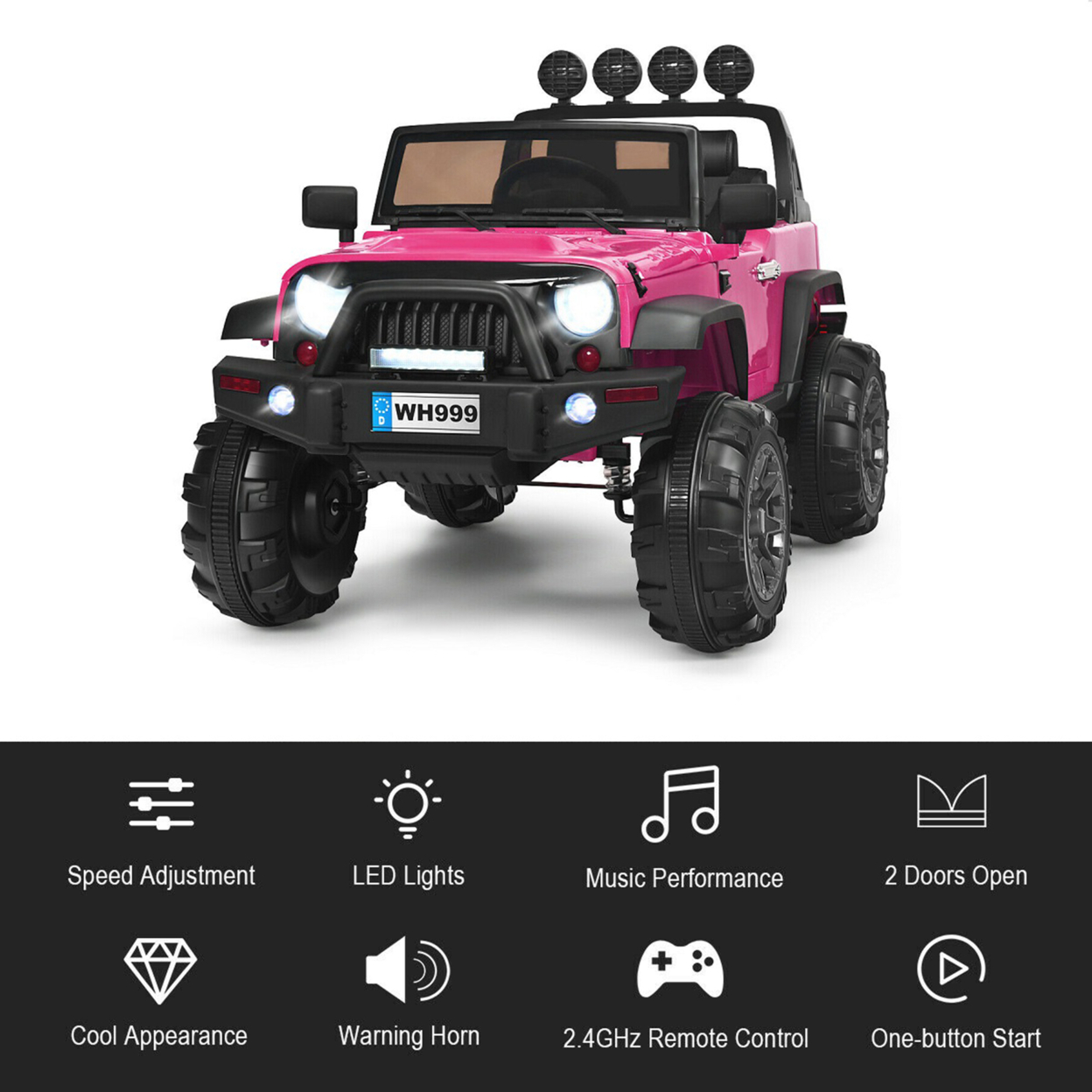 Electric Kids Ride On 12V Truck Car W/ MP3 Remote Control Black/Pink/Red/White - Red