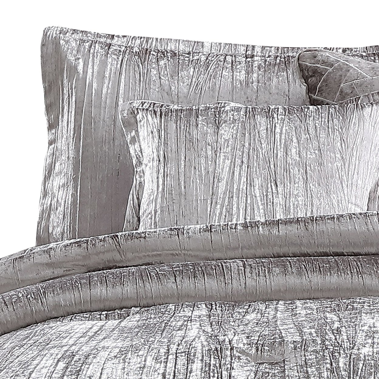 6 Piece Twin Comforter Set With Shimmering Appeal, Silver- Saltoro Sherpi