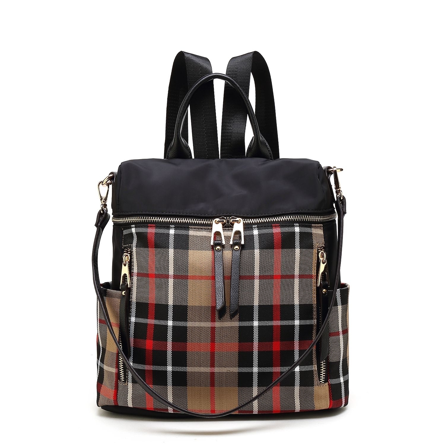MKF Collection Nishi Plaid Backpack By Mia K. - Brown