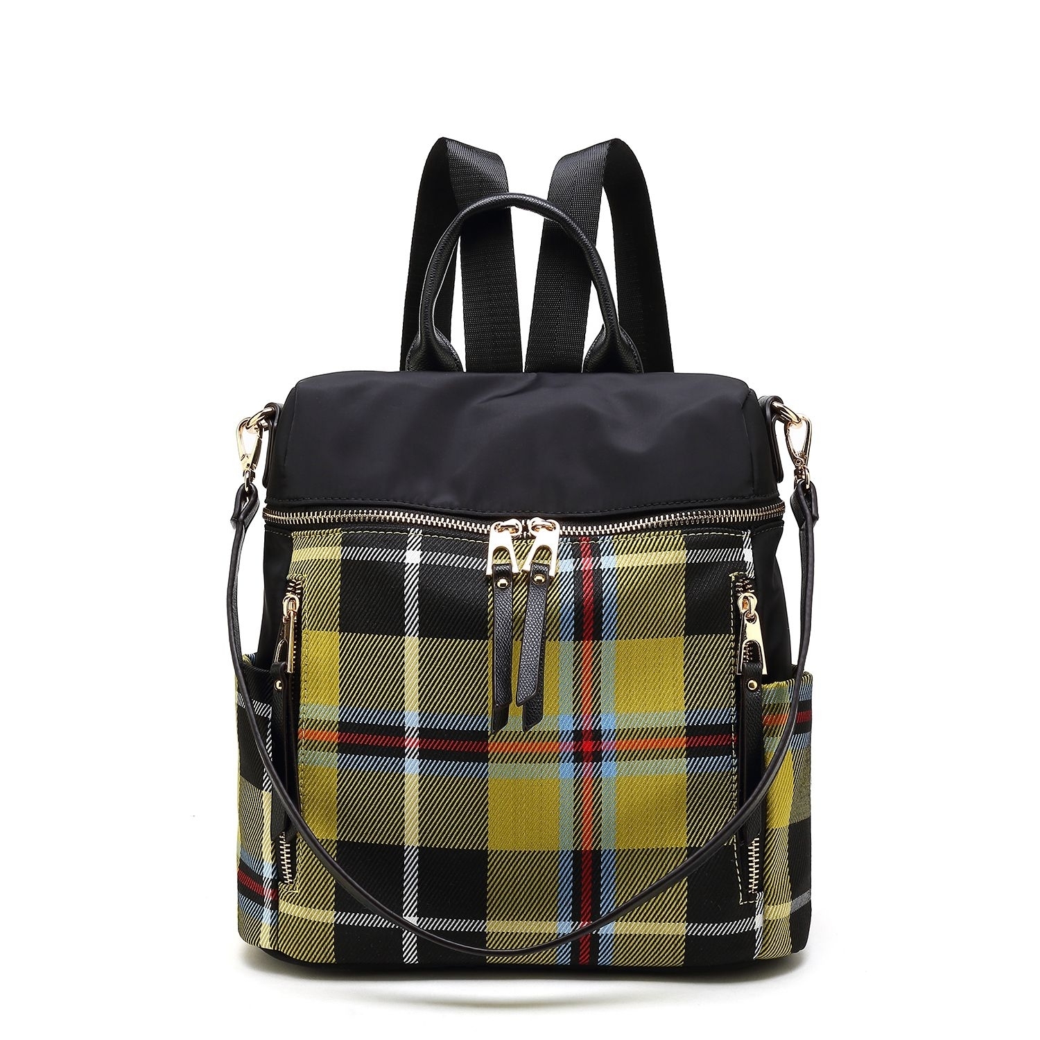 MKF Collection Nishi Plaid Backpack By Mia K. - Mustard