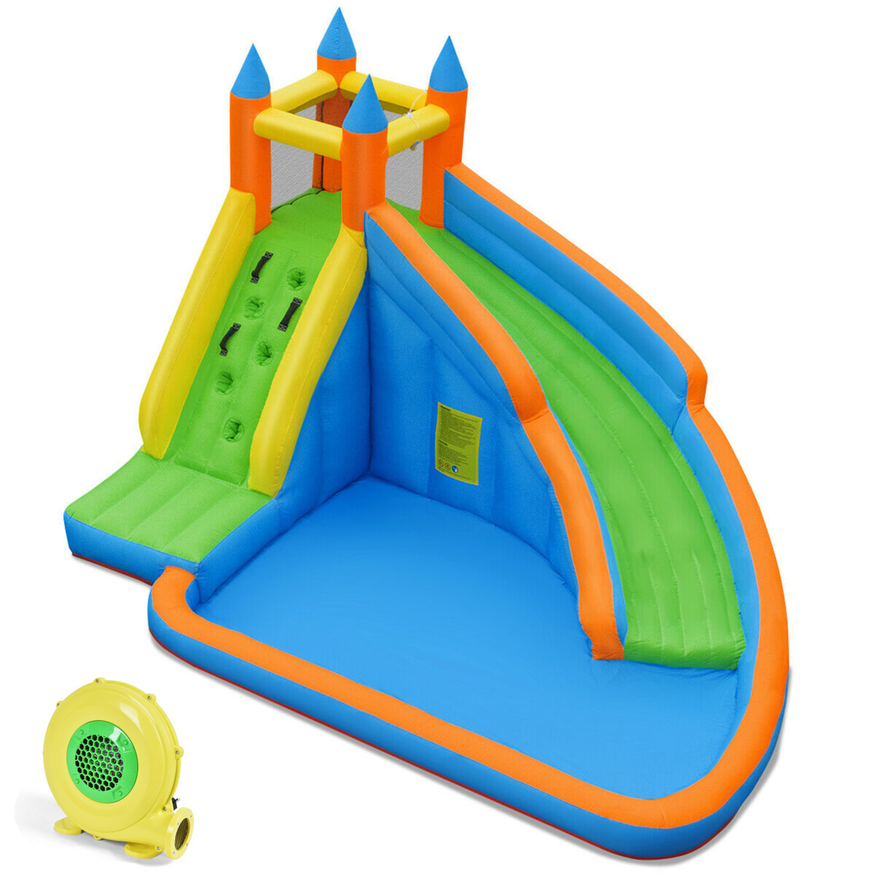 Inflatable Water Park Bounce House Climbing Wall Splash Pool W/480W Blower