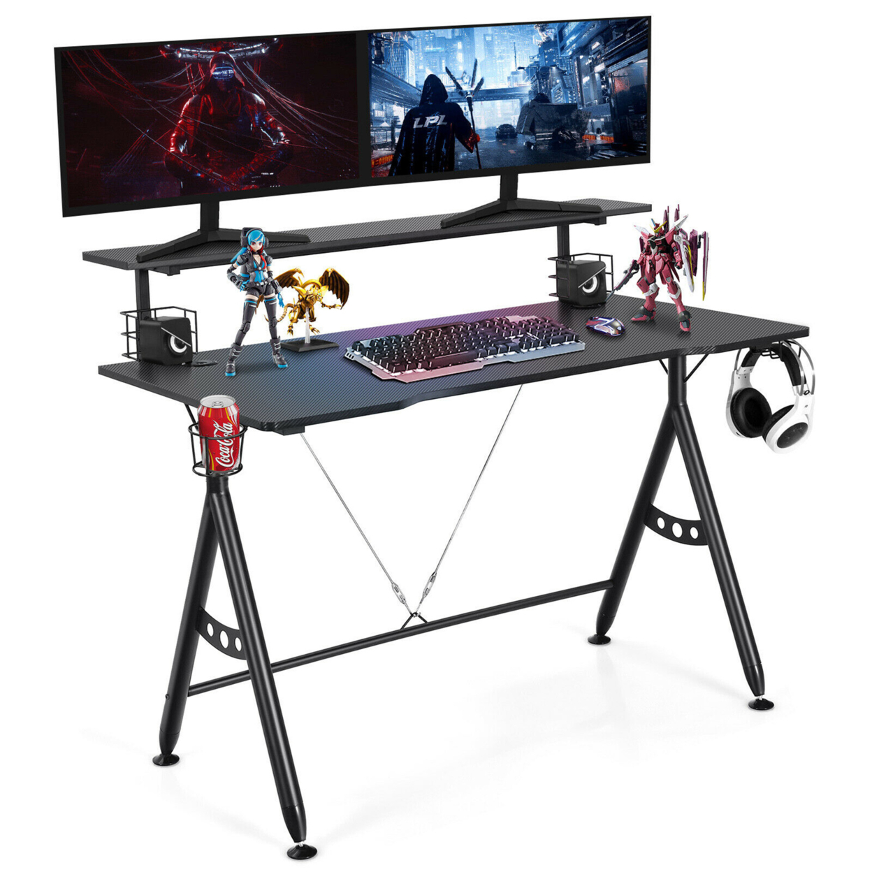 Gaming Desk Home Office Computer Table E-Sports W/Monitor Shelf & Cup Holder