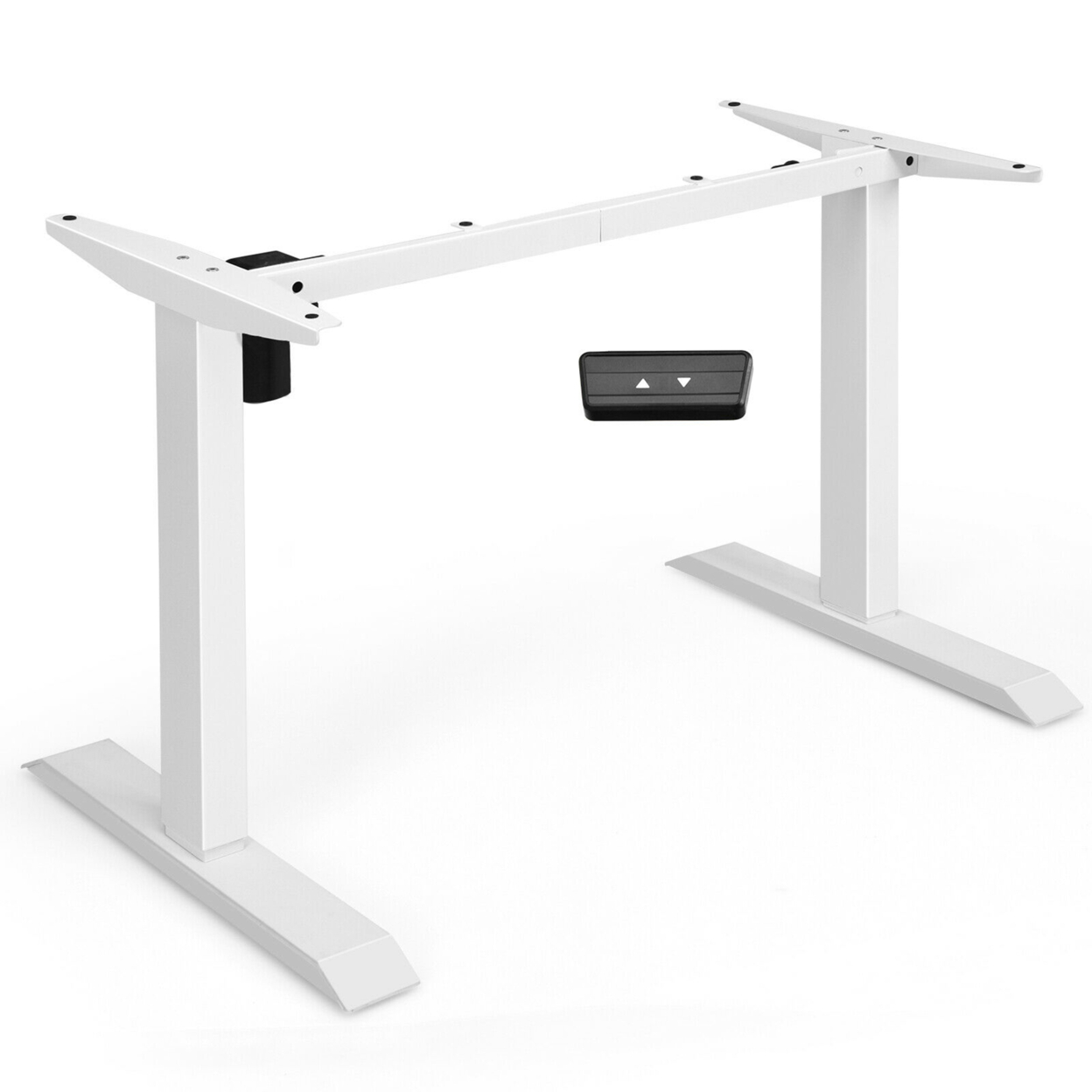 Electric Sit To Stand Adjustable Desk Frame W/ Button Controller - White
