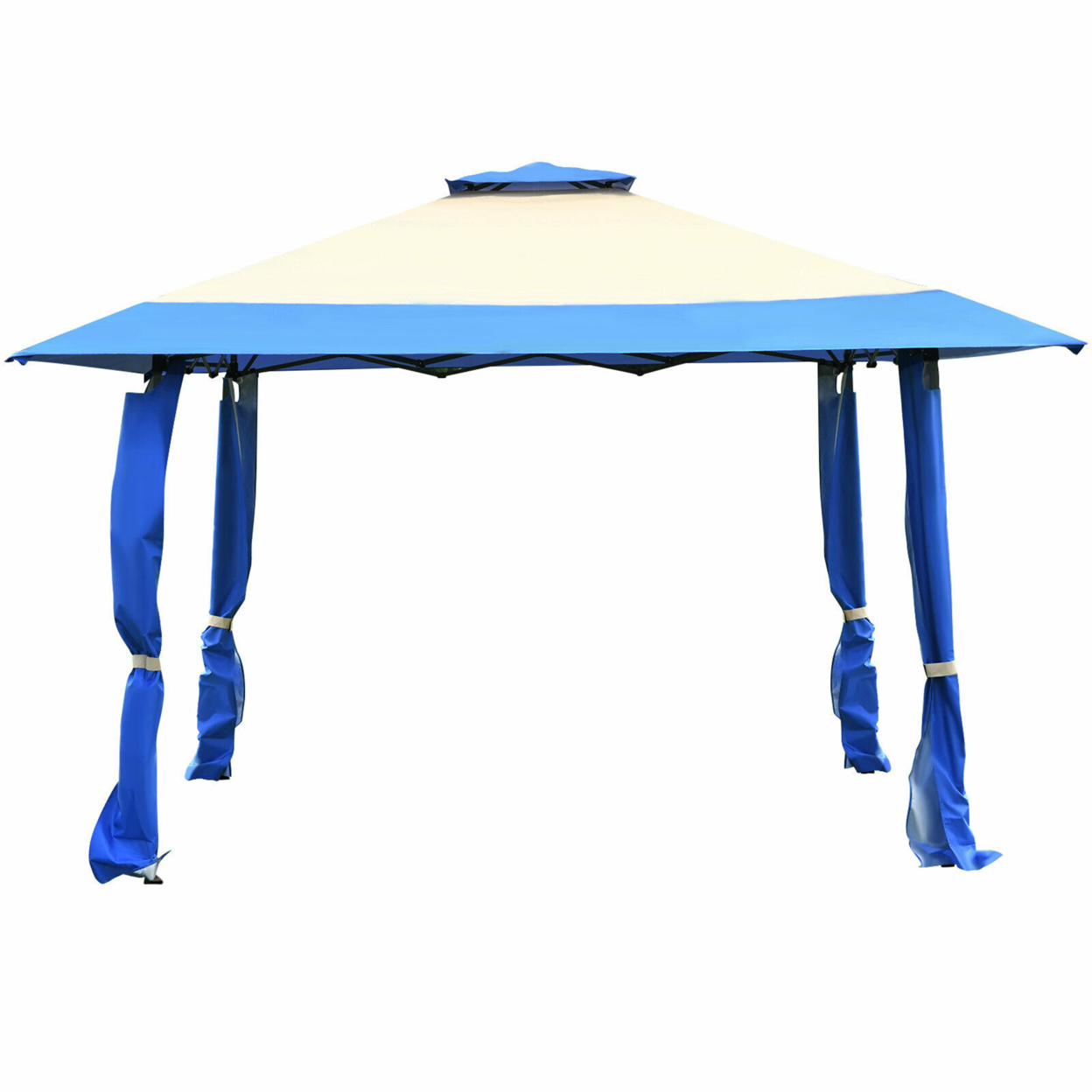 13' X 13' Folding Patio Pop-up Gazebo Canopy Tent Outdoor Shelter Shade - Blue + Beige